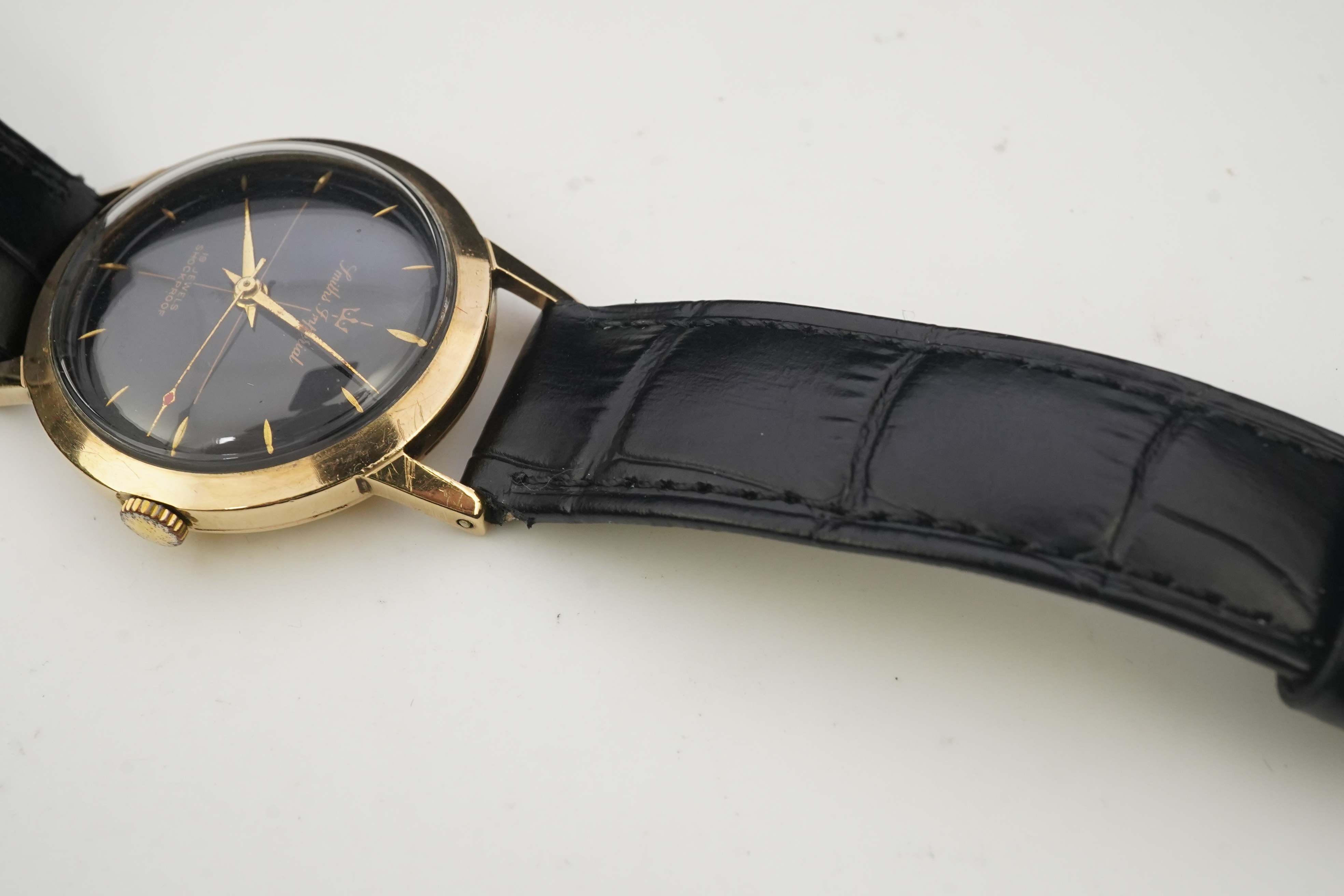 A gentleman's 1950's 9ct gold Smiths Imperial manual wind wrist watch, on a later associated Condor leather strap